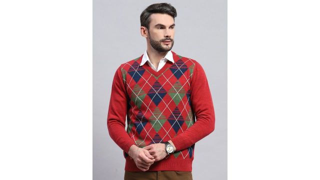 Monte Carlo Men Checked Woollen Pullover