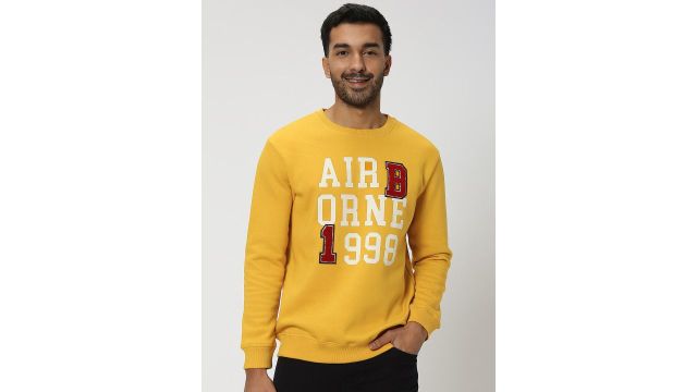 Mufti Typography Printed Round Neck Long Sleeve Pullover Sweatshirt