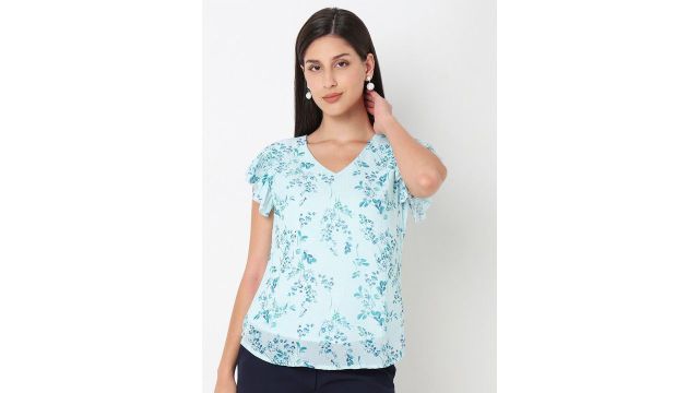 NOT SO PINK Floral Print Flutter Sleeves Top