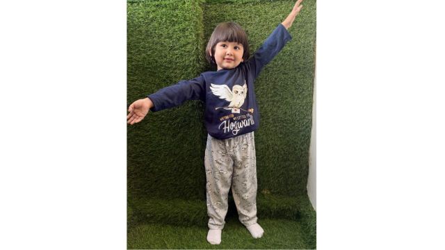 Nap Chief Kids Navy Blue & Grey Harry Potter Letter to Hogwarts Organic Cotton Night Suit