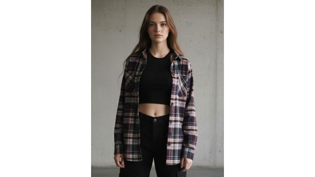 Popnetic Women Pure Cotton Flannel Oversized Shirt