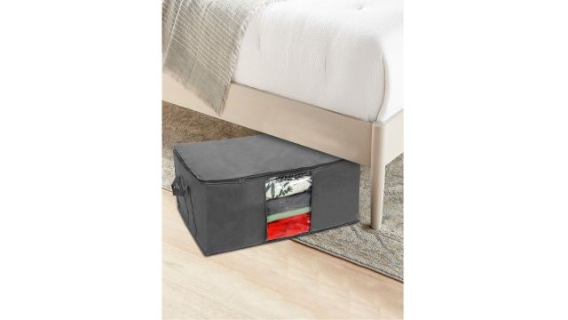 Prettykrafts Set Of 6 Black Solid Underbed Large Storage Organisers