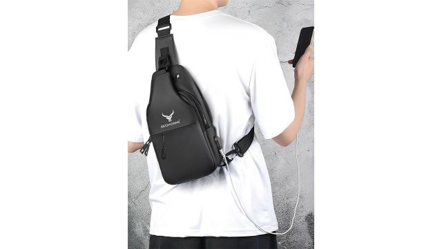 REDHORNS Crossbody Chest Backpack with USB Charging Port