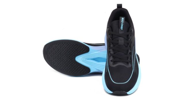 Red Chief Men Running Non‑Marking Lace‑Ups Shoes (Black, PU Upper)