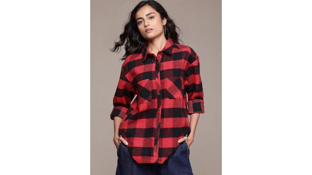 Roadster The Lifestyle Co. Checked Flannel Pure Cotton Casual Shirt