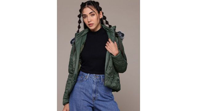 Roadster The Lifestyle Co. Faux Fur Trim Quilted Jacket