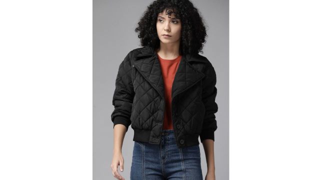 Roadster The Lifestyle Co. Notched Lapel Collar Puffer Jacket