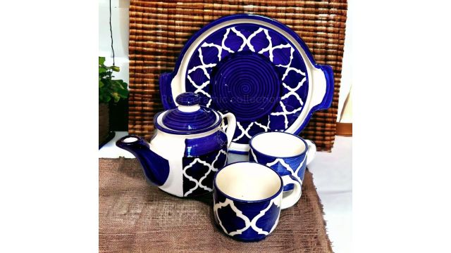 Ruvi Ceramic Hand Painted TeaPot Stoneware Ceramic Tea Kettle Set