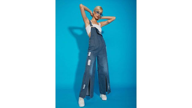 SASSAFRAS Cotton Acid Wash Denim Distress Regular Dungaree