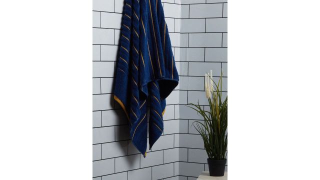 SPACES Blue Striped Pure Cotton 580 GSM Towel