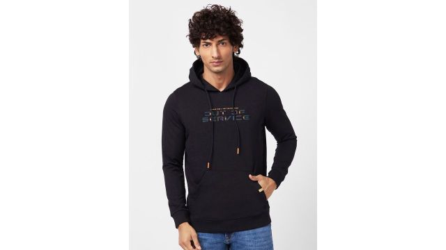 SPYKAR Typography Printed Hooded Sweatshirt
