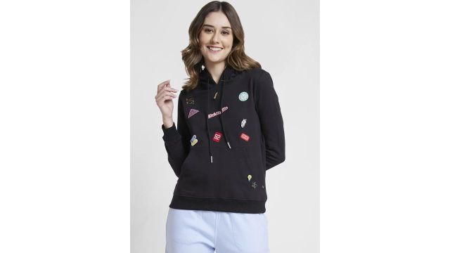 SPYKAR Women Cotton Hooded Sweatshirt