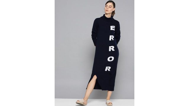 STREET 9 Women Navy Self‑Design Winter Sheath Dress