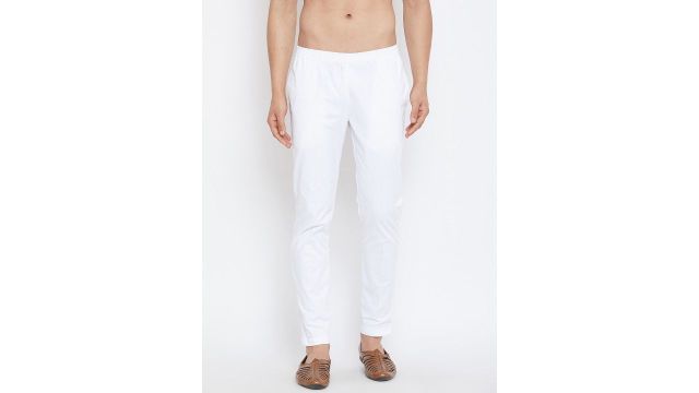 See Designs Men White Solid Pure Cotton Churidar