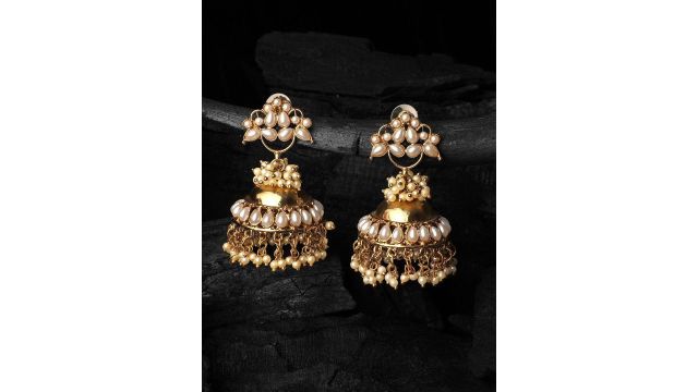 Stefan Gold‑Plated Pearls Dome Jhumkas