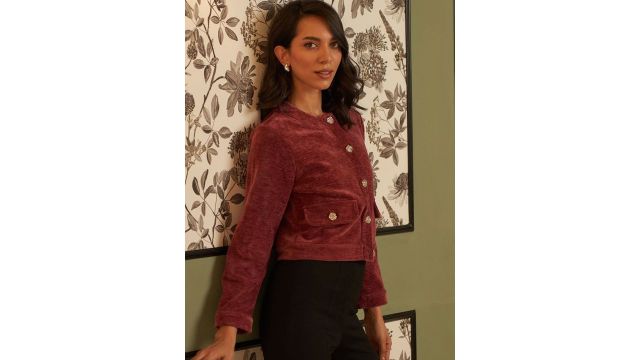 Style Island Women Round Neck Solid Casual Denim Jacket