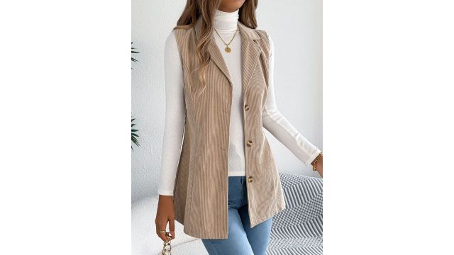 StyleCast x Revolte Women Lapel Collar Single-Breasted Overcoat