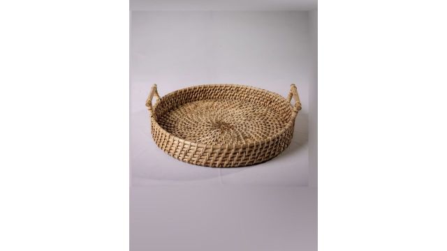 THE ASSAM ADMIRATION Beige Cane Rattan Bread Basket