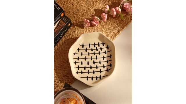 The Decor Mart Beige & Black Ceramic Platter Serveware