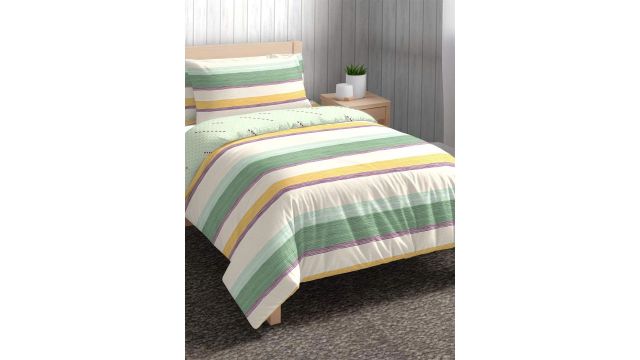 The Happy Pod Stripe Pure Cotton Single Set (with Comforter)