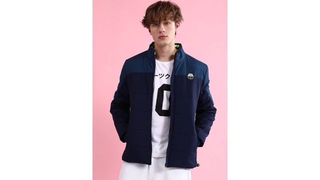 The Indian Garage Co Men Colourblock Zip-Front Regular Fit Puffer Jacket