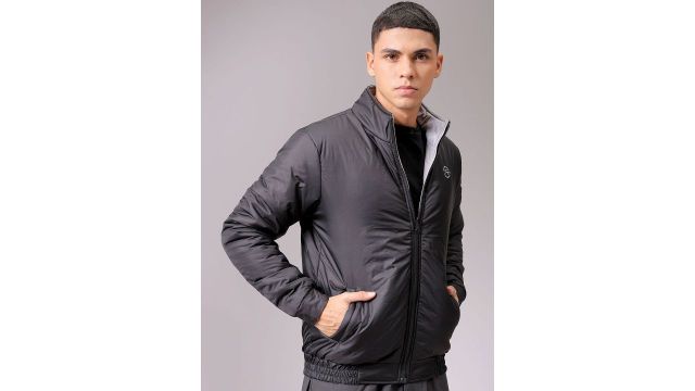 The Indian Garage Co Men High Neck Reversible Bomber Jacket