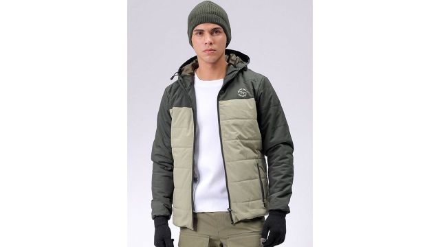 The Indian Garage Co Men Hooded Colourblocked Slim Fit Puffer Jacket