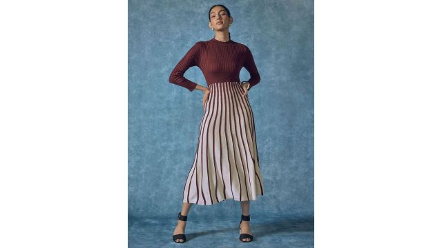 The Label Life Women Self Design Fit and Flare Midi Dress