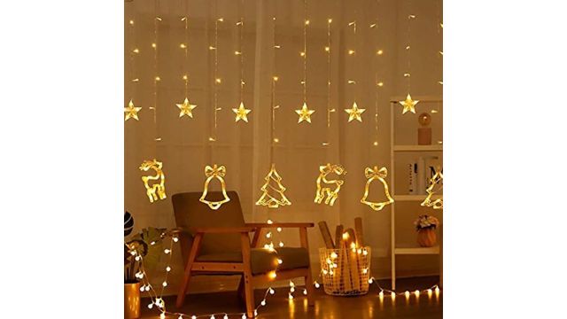 The Purple Tree Plastic Christmas Reindeer LED Curtain Lights