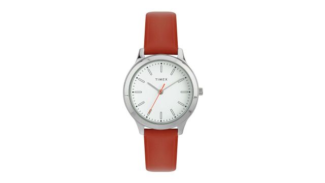 Timex Women Brass Dial & Leather Strap Watch TW00ZR407