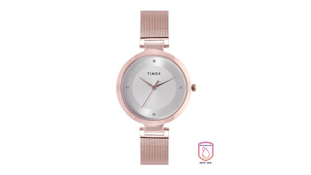 Timex Women Silver Dial & Rose Gold Bracelet Watch TWEL107SMU01