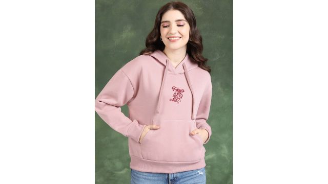 Tokyo Talkies Pink Hooded Graphic Sweatshirt
