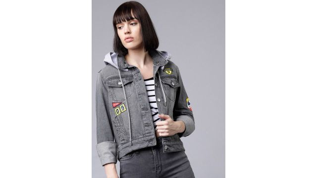 Tokyo Talkies Women Grey Printed Jacket
