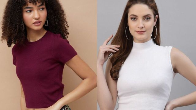 Top fitted crop tops for layering and styling