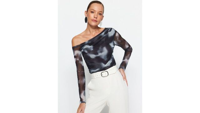 Trendyol Tie & Dye One Shoulder Net Top