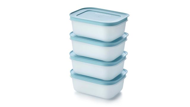 Tupperware Plastic Essentials Freezer Mates Shallow 4 Piece Container Set