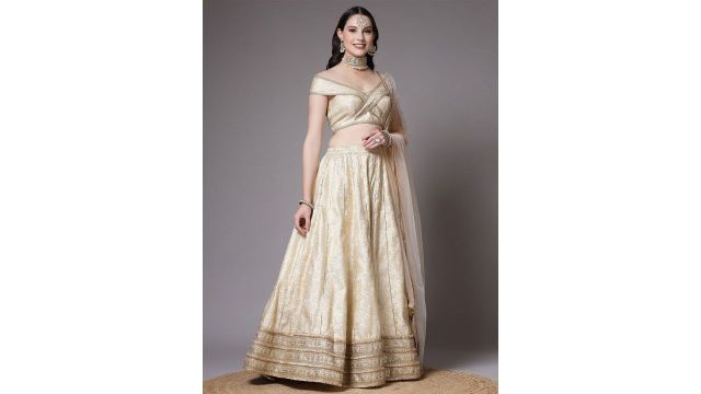 Utsav Fashion Woven Design Gotta Patti Ready‑to‑Wear Lehenga & Choli with Dupatta