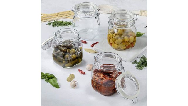 Vasukie Glass Jars with Airtight Clamp Lids