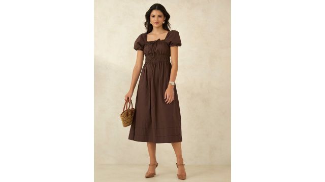 Virgio Pure Cotton Dress With Gather Details