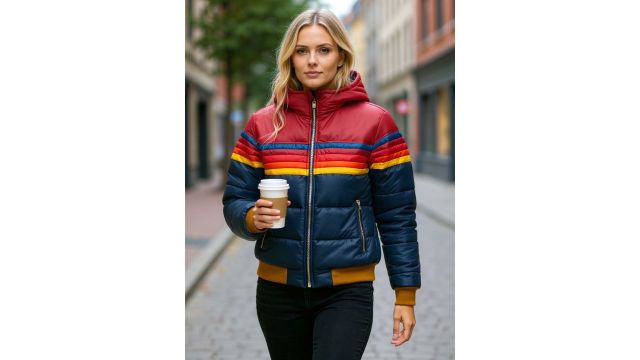 Mast & Harbour Women Hooded Striped Puffer Jacket