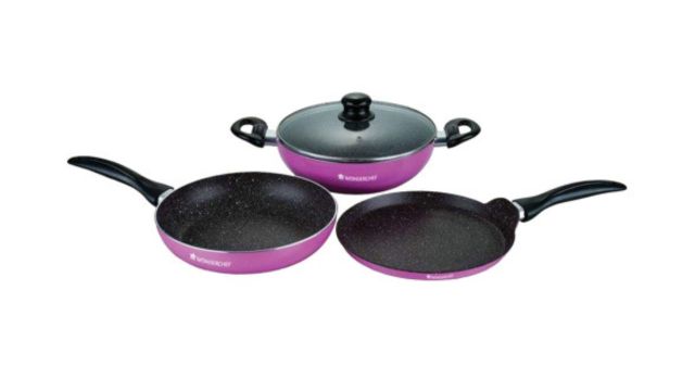 Wonderchef Purple & Black 4 Pieces Aluminium Nonstick Cookware