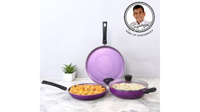 Wonderchef Tivoli Set Of 4 Pcs Purple Non-Stick Coated Aluminium Cookware Set