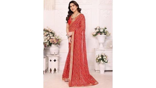 Yashika Women's Printed Georgette Printed Saree
