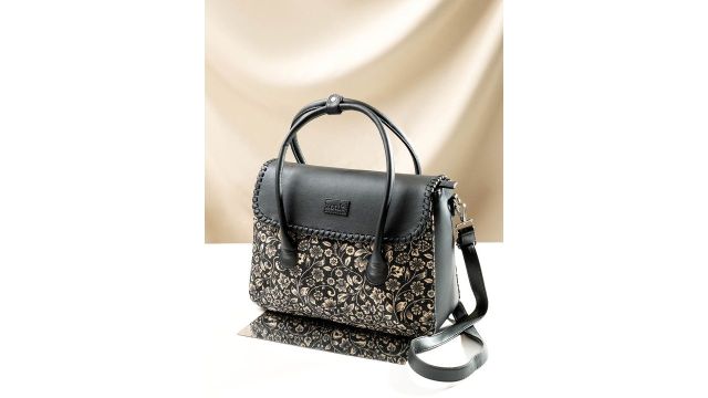 ZOUK Floral Printed Oversized Structured Jute Handheld Bag