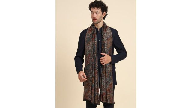 Zamour Men Ethnic Motif Woven Design Kashmiri Traditional Shawl