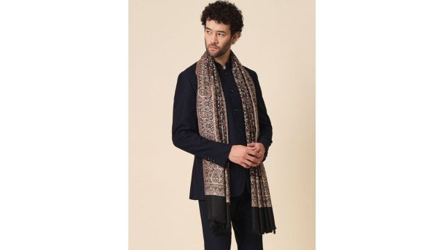 Zamour Men Paisley Woven Design Jacquard Shawl