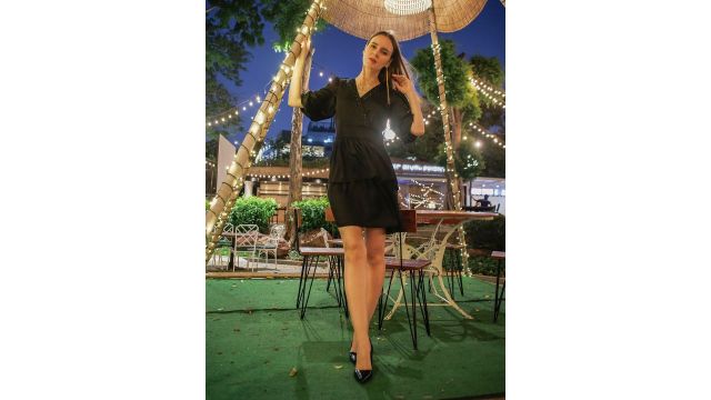 Zink London Embellished Layered Fit & Flare Dress