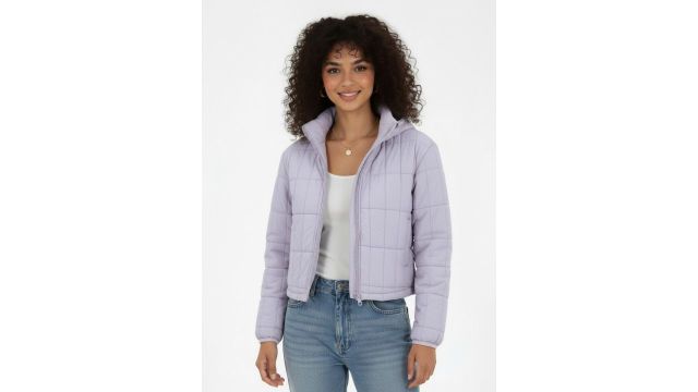 glitchez Hooded Crop Relaxed Fit Puffer Jacket