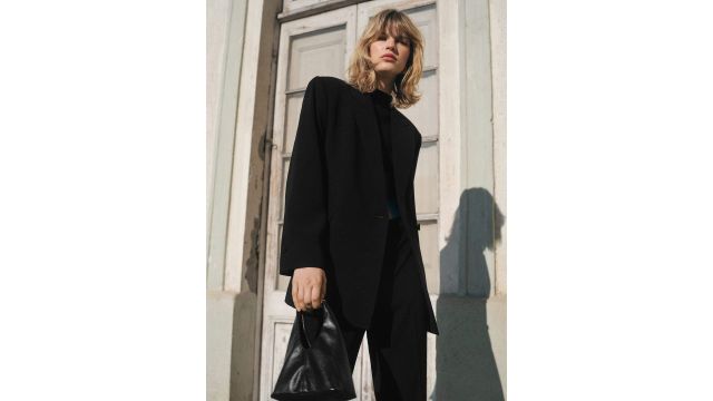 MANGO Double-Breasted Longline Blazer