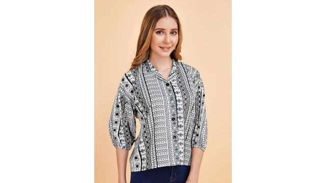 ANN SPRINGS Women Ethnic Motifs Printed Spread Collar Casual Shirt
